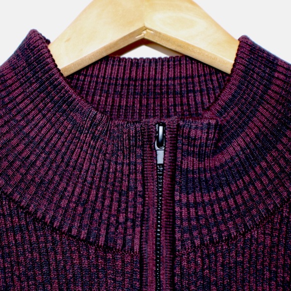 Vince Camuto Red Black Mock Neck 1/4 Zip Sweater - Picture 7 of 12